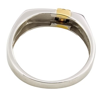 18ct gold 2 tone Diamond Signet Ring size V